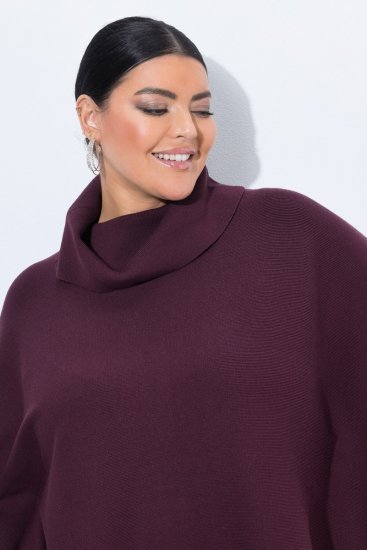 Ulla Popken 820620 Ponchotrui met col Pruim - Poncho's & capes - 