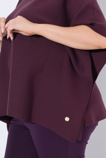 Ulla Popken 820620 Ponchotrui met col Pruim - Poncho's & capes - 