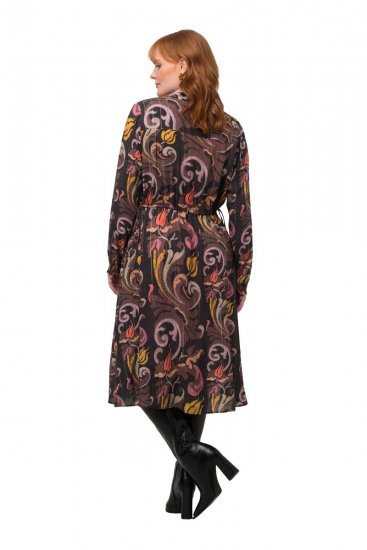 Ulla Popken 820662 Bedrukte jurk Zwart - Avondjurken - Grote maten avondkleding