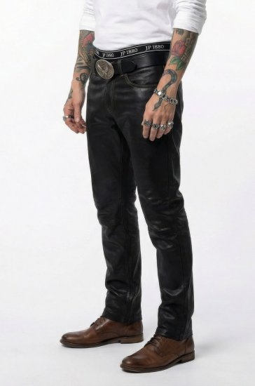 JP1880 Leather Pants Regular Fit Finest Lamb Nappa Black - Jeans & broeken - Jeans & Broeken Grote Maten Heren