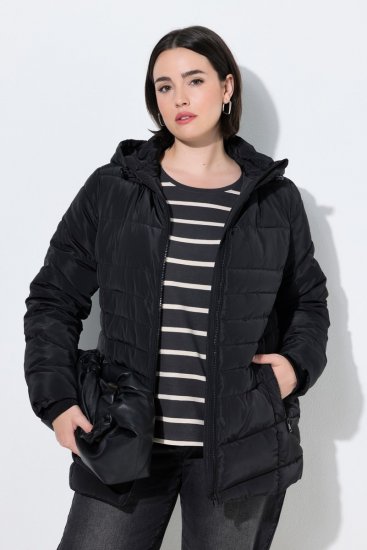 Ulla Popken 820889 Gewatteerde jas Zwart - Jassen - Grote maten dames jassen