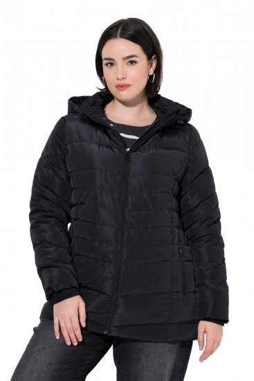 Ulla Popken 820889 Gewatteerde jas Zwart - Jassen - Grote maten dames jassen