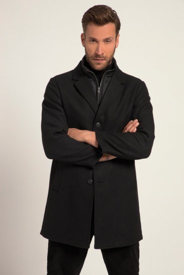 JP1880 Coat Wool Blend Quilted Black - Jassen - Grote Maten Herenjassen