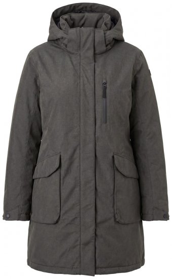 Ulla Popken 821737 Gewatteerde HYPRAR parka met capuchon Donkergrijs gemêleerd - Jassen - Grote maten jassen voor dames