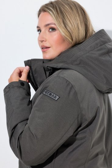 Ulla Popken 821737 Gewatteerde HYPRAR parka met capuchon Donkergrijs gemêleerd - Jassen - Grote maten jassen voor dames