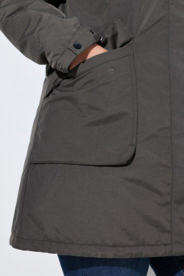 Ulla Popken 821737 Gewatteerde HYPRAR parka met capuchon Donkergrijs gemêleerd - Jassen - Grote maten jassen voor dames