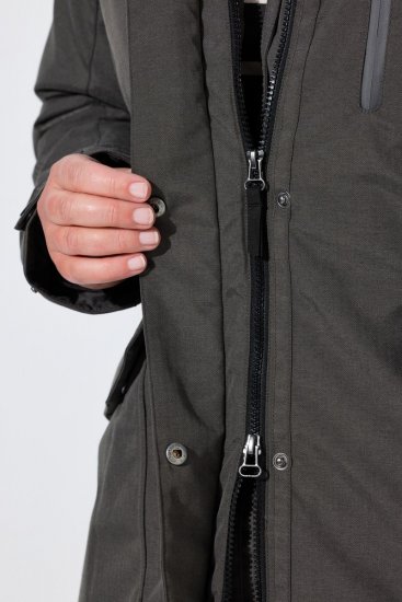 Ulla Popken 821737 Gewatteerde HYPRAR parka met capuchon Donkergrijs gemêleerd - Jassen - Grote maten jassen voor dames