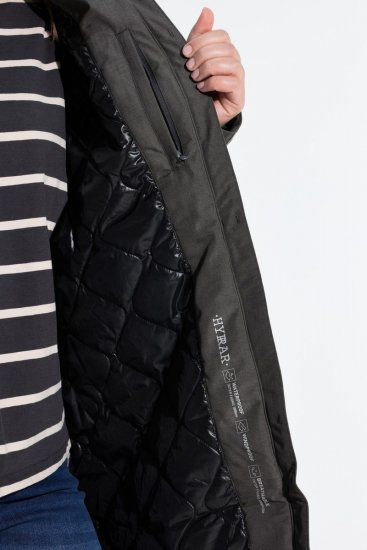 Ulla Popken 821737 Gewatteerde HYPRAR parka met capuchon Donkergrijs gemêleerd - Jassen - Grote maten jassen voor dames