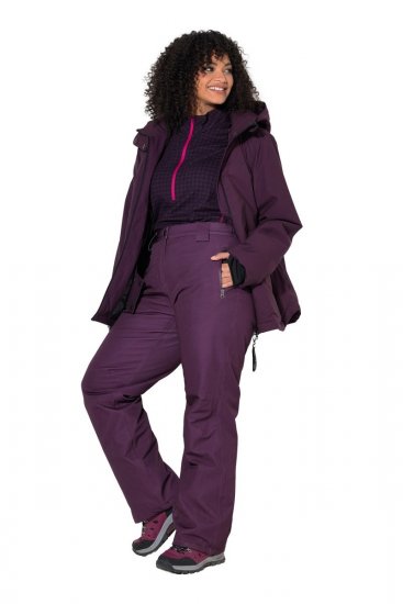 Ulla Popken 822018 Waterdichte functionele broek met fleecevoering Pruim - Regenkleding - 