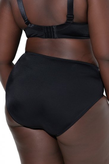 Ulla Popken 822864 Gebloemde slips met kant Zwart - Slips - 