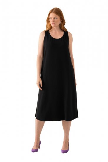 Ulla Popken 823276 Mouwloze jurk Zwart - Maxi jurken - Grote maten maxi jurken