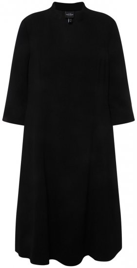 Ulla Popken 823290 Midi-jurk met V-hals Zwart - Midi jurken - Midi-jurken in grote maten