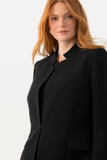 Ulla Popken 823318 Blazer met opstaande kraag Zwart - Blazers - Damesblazers in grote maten