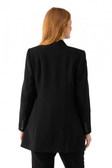 Ulla Popken 823318 Blazer met opstaande kraag Zwart - Blazers - Damesblazers in grote maten