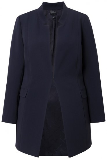 Ulla Popken 823318 Blazer met opstaande kraag Donkerblauw - Blazers - Damesblazers in grote maten