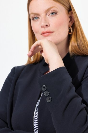 Ulla Popken 823318 Blazer met opstaande kraag Donkerblauw - Blazers - Damesblazers in grote maten