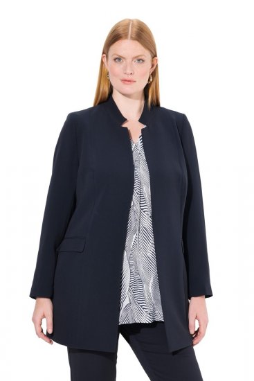 Ulla Popken 823318 Blazer met opstaande kraag Donkerblauw - Blazers - Damesblazers in grote maten