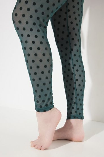 Ulla Popken 823383 Gestippelde panty legging Olijfgroen - Panty's & sokken - 