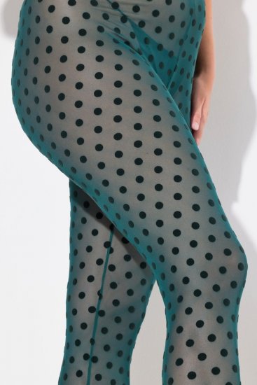 Ulla Popken 823383 Gestippelde panty legging Olijfgroen - Panty's & sokken - 