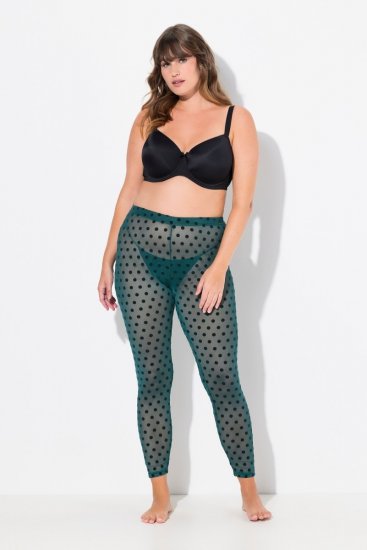 Ulla Popken 823383 Gestippelde panty legging Olijfgroen - Panty's & sokken - 
