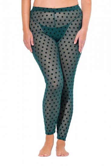 Ulla Popken 823383 Gestippelde panty legging Olijfgroen - Panty's & sokken - 