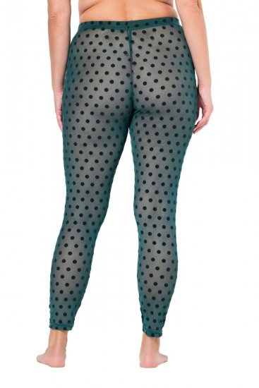 Ulla Popken 823383 Gestippelde panty legging Olijfgroen - Panty's & sokken - 
