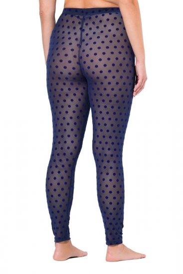 Ulla Popken 823383 Gestippelde panty legging Donkerblauw - Panty's & sokken - 