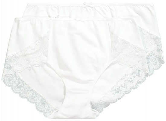 Ulla Popken 824106 Boxershorts met kant 2-pack Wit - Slips - 
