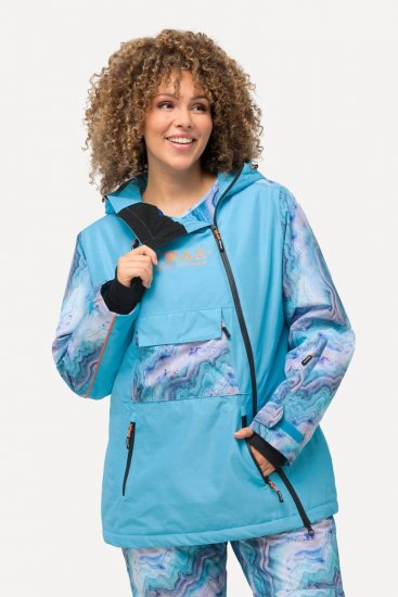 Ulla Popken 824429 Gemarmerde ski-jas met drievoudige functie Blauw - Skikleding - 
