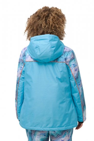 Ulla Popken 824429 Gemarmerde ski-jas met drievoudige functie Blauw - Skikleding - 