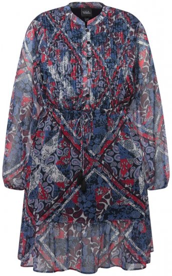 Ulla Popken 824976 Bedrukte jurk Donkerblauw - Midi jurken - Midi-jurken in grote maten