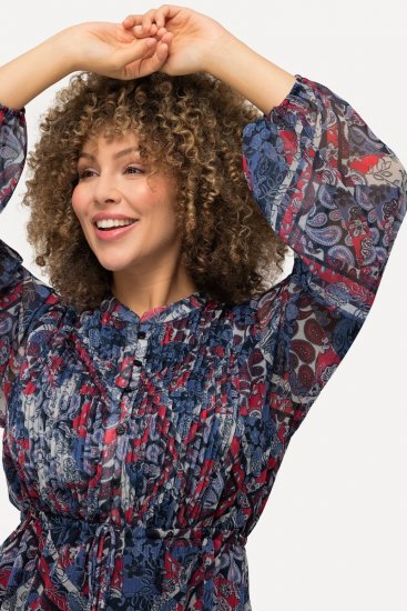 Ulla Popken 824976 Bedrukte jurk Donkerblauw - Midi jurken - Midi-jurken in grote maten