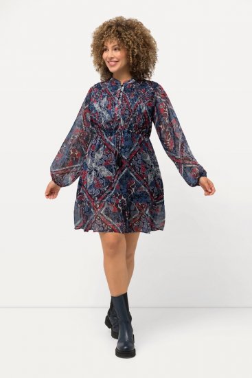 Ulla Popken 824976 Bedrukte jurk Donkerblauw - Midi jurken - Midi-jurken in grote maten