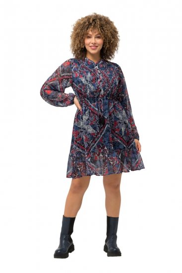 Ulla Popken 824976 Bedrukte jurk Donkerblauw - Midi jurken - Midi-jurken in grote maten