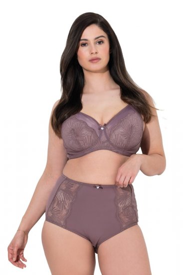 Ulla Popken 825788 Slips met hoge taille en kant Bruin - Slips - 