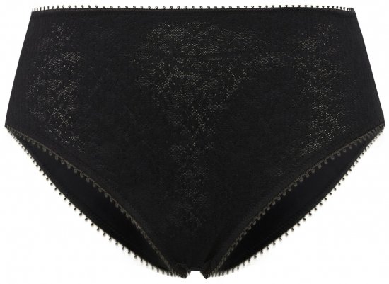 Ulla Popken 825790 Gebloemde slips met kant Zwart - Slips - 