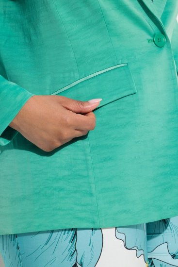 Ulla Popken 826161 Gestructureerde blazer Groen - Blazers - Damesblazers in grote maten