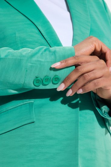 Ulla Popken 826161 Gestructureerde blazer Groen - Blazers - Damesblazers in grote maten