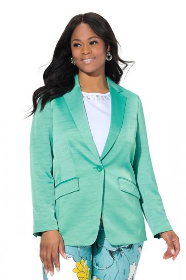 Ulla Popken 826161 Gestructureerde blazer Groen - Blazers - Damesblazers in grote maten