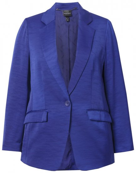 Ulla Popken 826161 Gestructureerde blazer met kleppen Donkerblauw - Blazers - Damesblazers in grote maten