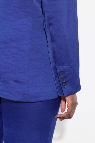 Ulla Popken 826161 Gestructureerde blazer met kleppen Donkerblauw - Blazers - Damesblazers in grote maten