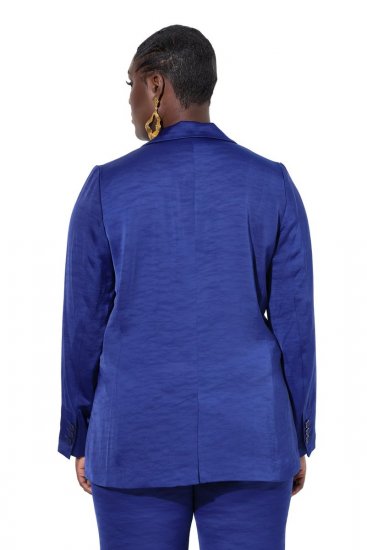 Ulla Popken 826161 Gestructureerde blazer met kleppen Donkerblauw - Blazers - Damesblazers in grote maten