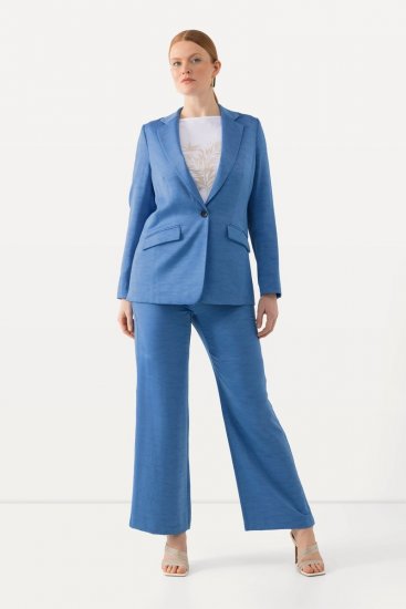Ulla Popken 826163 Wijde pantalon Denimblauw - Stoffen broeken - Dames wijde broeken in grote maten