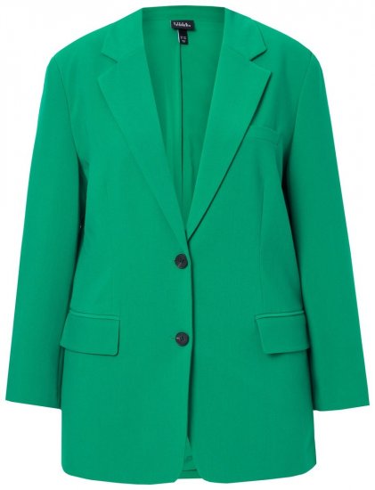 Ulla Popken 826487 Oversized blazer met kleppen Smaragdgroen - Blazers - Damesblazers in grote maten