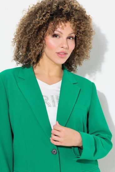 Ulla Popken 826487 Oversized blazer met kleppen Smaragdgroen - Blazers - Damesblazers in grote maten