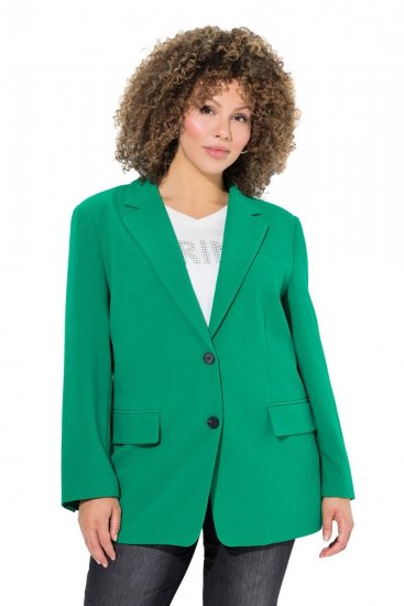 Ulla Popken 826487 Oversized blazer met kleppen Smaragdgroen - Blazers - Damesblazers in grote maten