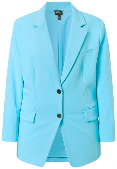 Ulla Popken 826487 Oversized blazer met kleppen Lichtturquoise - Blazers - Damesblazers in grote maten