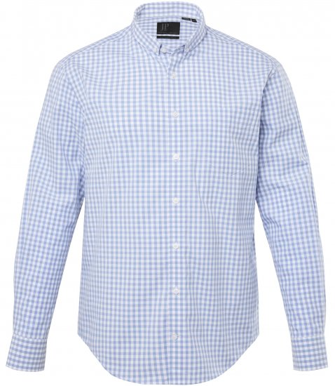 JP1880 Modern Fit Button-Down Collar Long Sleeve Check Shirt Light Blue - Hemden - Overhemden Grote Maten Heren