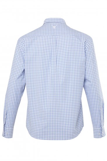 JP1880 Modern Fit Button-Down Collar Long Sleeve Check Shirt Light Blue - Hemden - Overhemden Grote Maten Heren