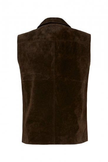 JP1880 827437 Suède gilet met revers Donkerbruin - Pakken - Grote Maten Kostuum Heren